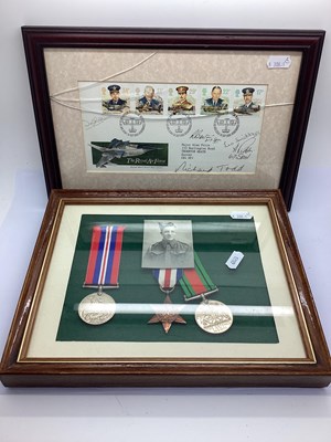 Lot 370 - WWII British Medals in Frame with Photograph...