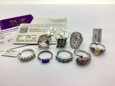 Lot 239 - A Collection of "925" Stone Set Dress Rings,...