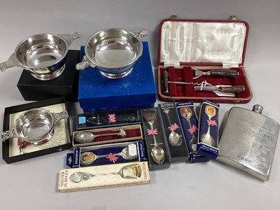 Lot 80 - A Pewter Quaich, boxed, together with further...