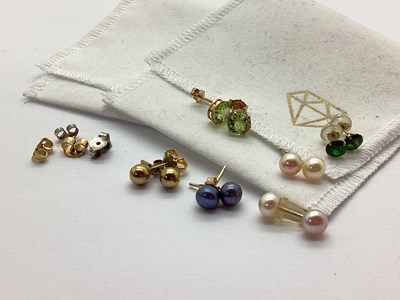 Lot 178 - A Small Selection of Stone Set Earrings,...