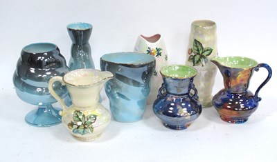 Lot 1149 - Six Maling Pottery Vases and Two Jugs, of...