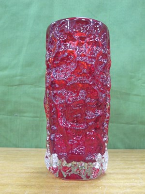 Lot 1261 - Whitefriars Ruby Red Glass Bark Textured...