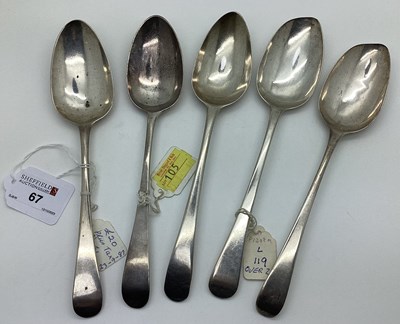 Lot 67 - Five Hallmarked Silver Old English Pattern...