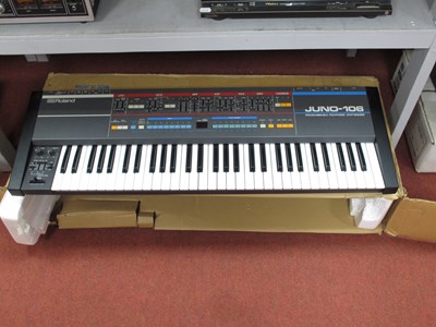 Lot 426 - Roland Juno-106 Polyphonic Synthesizer, boxed...