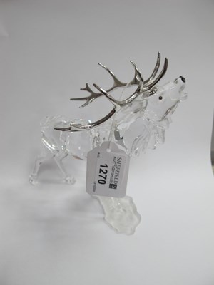 Lot 1270 - Swarovski Crystal Glass Stag, its two front...