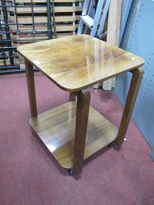 Lot 1559 - Walnut Two Tier Stand, on castors 50cm wide.