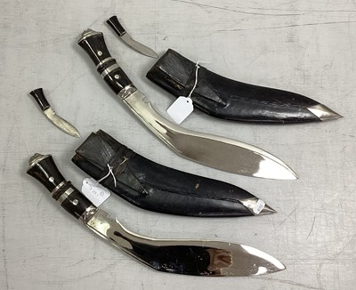 Lot 393 - Two Kukri Style Knives, each with a skinning...