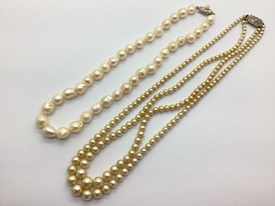 Lot 254 - A Single Strand Pearl Bead Necklace, the...