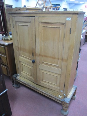 Lot 1571 - XIX Century Pine Cupboard, with twin panelled...