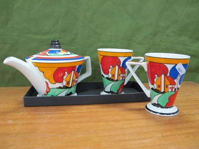 Lot 1307 - Sadler Clarice Cliff Style Teapot, and two...