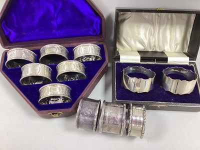 Lot 110 - A Decorative Set of Six Napkin Rings, (five...