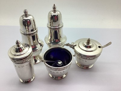 Lot 135 - A Hallmarked Silver Three Piece Cruet Set, BS,...