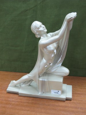 Lot 1446 - Art Deco Painted Plaster Figure of Scantily...