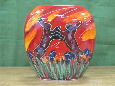 Lot 1300 - Anita Harris 'Boxing Hares' Purse Vase, gold...