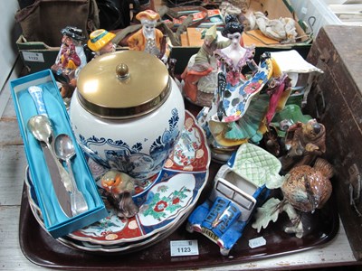 Lot 1123 - Italian Pottery Dancer and Cats, Delft tobacco...