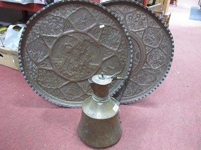 Lot 1003 - Large Copper Charger, embossed with Adam and...