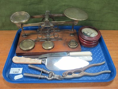 Lot 1362 - G Waterston Brass Scales and Weights, ship box,...