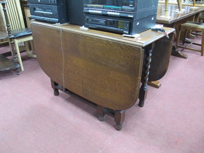 Lot 1599 - 1930s Oak Drop Leaf Dining Table, with gateleg...