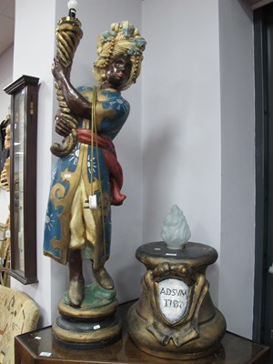 Lot 1490 - Resin Standard Lamp, as a boy of Indian...