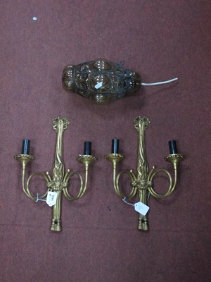 Lot 1436 - Pair of Gilt Metal Twin Branch Wall Lights,...