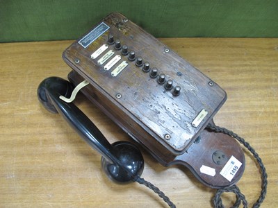 Lot 1455 - An Early XX Century Wooden Mill Wall Telephone,...