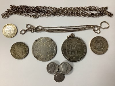 Lot 474 - Collection Of Silver Coins And Chains,...