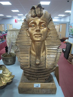 Lot 1468 - Resin Bust of Tutankhamun, 51cm high.