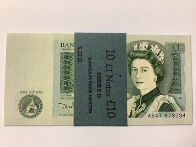 Lot 452 - Ten Uncirculated Bank Of England £1...