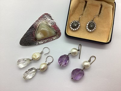 Lot 175 - Two Pairs of Pearl Drop Earrings, (one pair of...