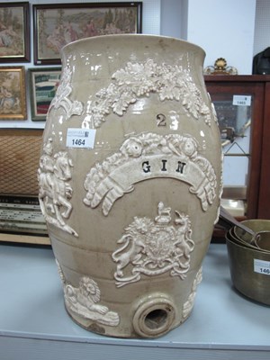 Lot 1464 - XIX Century Stoneware, decorated gin barrel,...