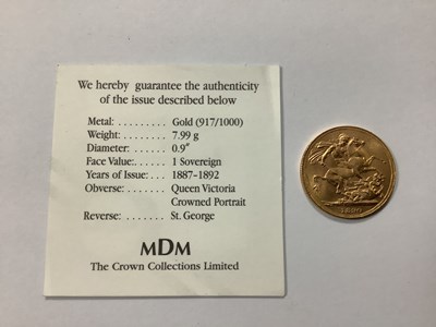 Lot 569 - 1890 Victoria Gold Sovereign, with a...