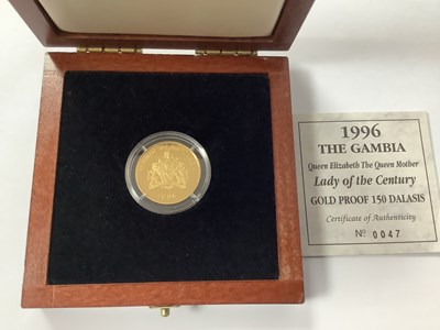 Lot 577 - 1996 Royal Mint Gambia Gold Proof 150 Dalasis,...