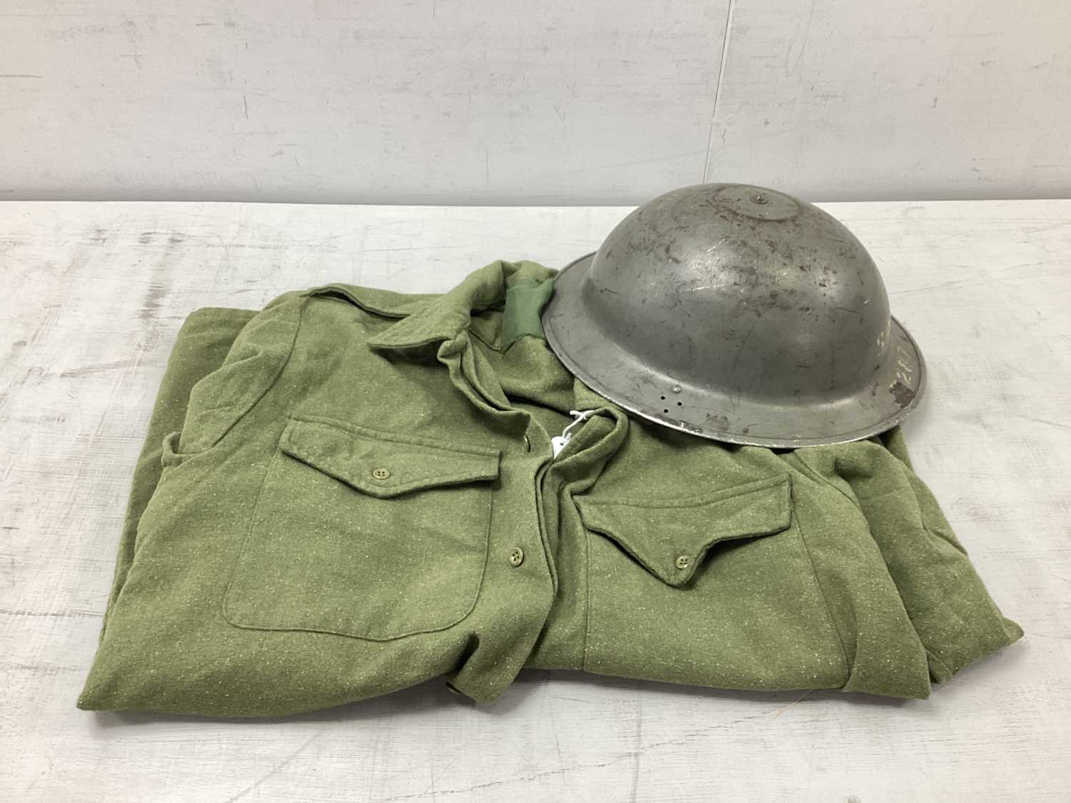 Lot 374 - WWII British Civil Defence Brodie Helmet with...