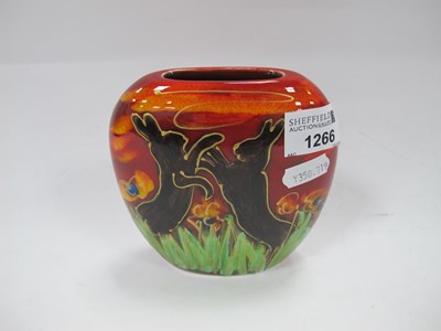 Lot 1266 - Anita Harris 'Boxing Hares' Delta Vase, gold...