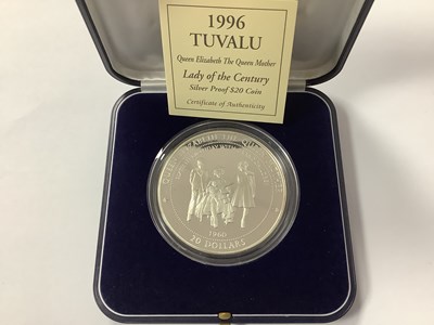 Lot 523 - 1996 Royal Mint Tuvalu Fine Silver Proof $20...