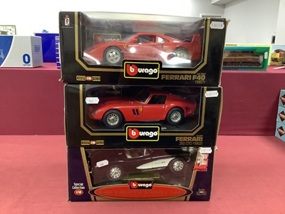 Lot 563 - Three Burago 1:18th Scale Diecast Models...