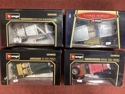 Lot 585 - Four Burago 1:18th Scale Diecast Model Cars...