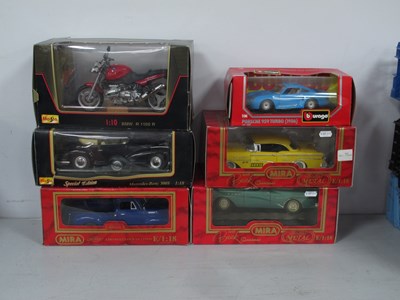 Lot 437 - Six Diecast Model Cars and Motorcycle by...