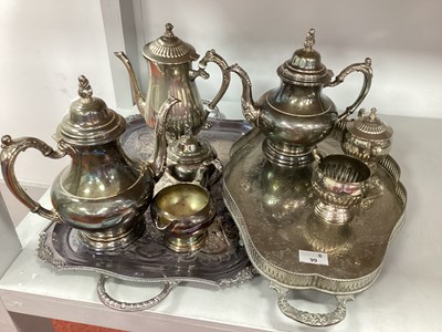 Lot 99 - Oneida Plated Four Piece Tea Set, rectangular...