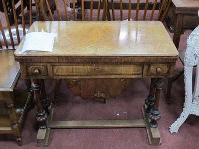 Lot 1615 - XIX Century Walnut Sewing/Card Table, with...