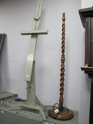 Lot 1558 - Grey Painted Artists Easel, barley twist oak...