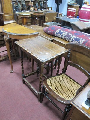 Lot 1606 - Walnut Demi Lune Side Table, 71cm wide, barley...