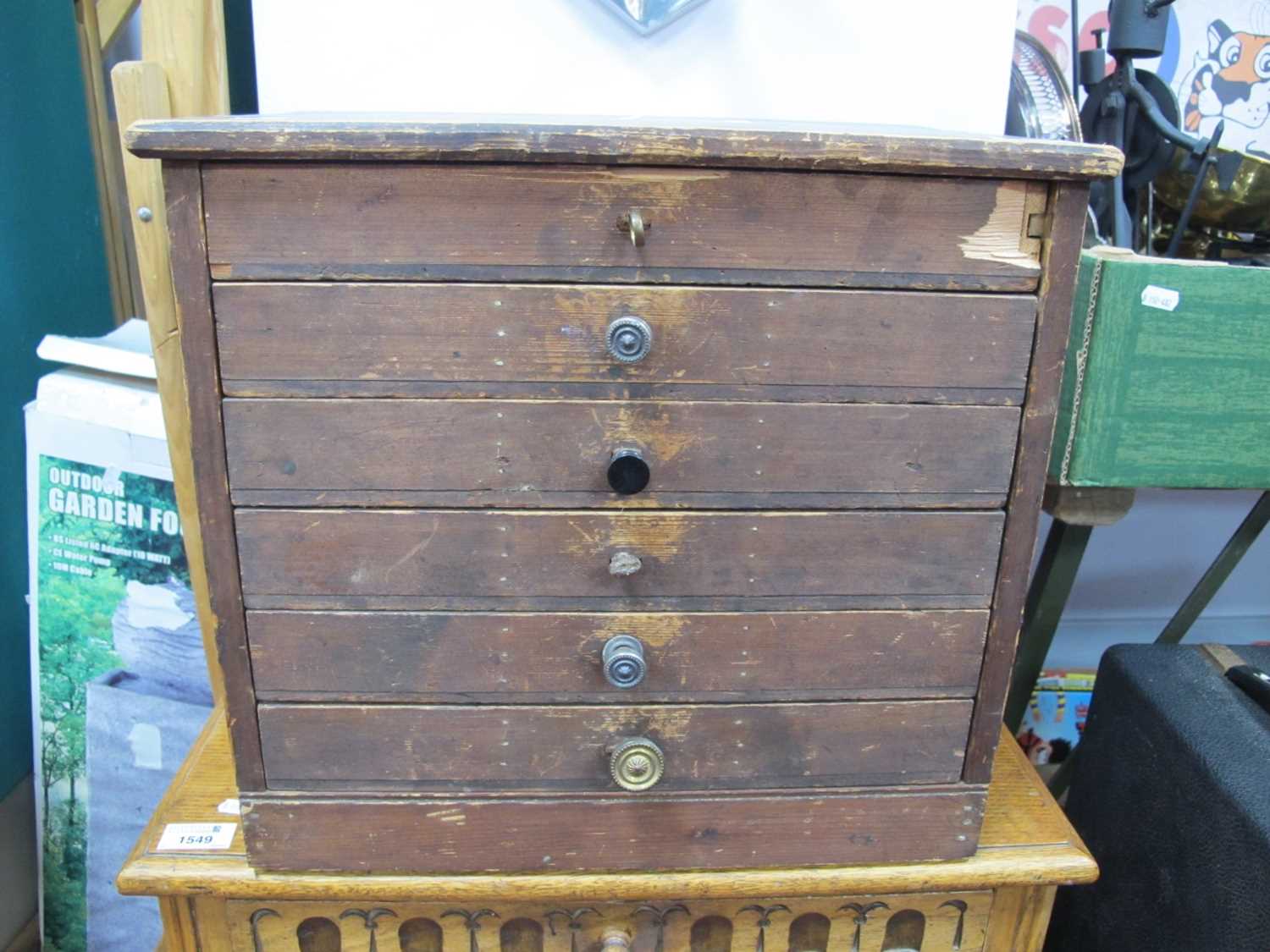 Lot 1548 - Pine Six Drawer Speciment Chest, 41cm wide,...