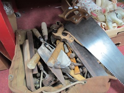 Lot 1030 - Tools - saws, hammers, Rabone rule, etc, in...