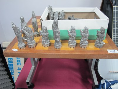 Lot 1392 - Pewter Chess Set, in the form of Chinese...