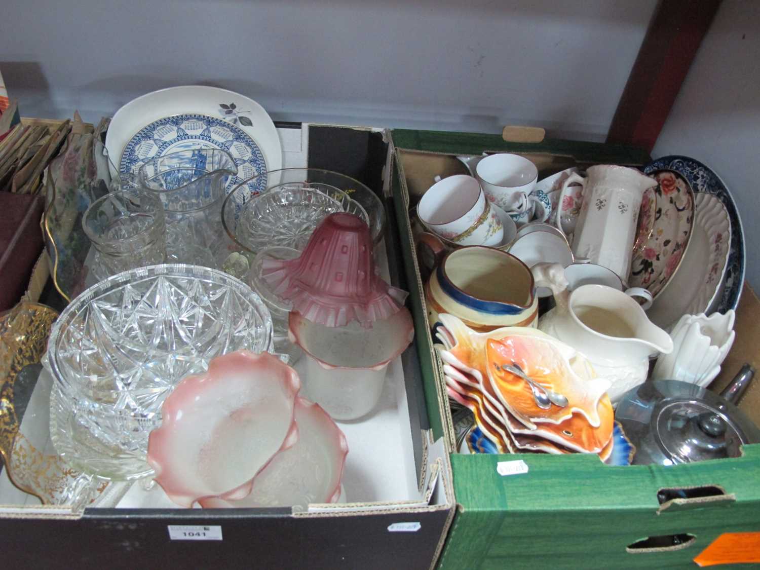 Lot 1041 - Cut Glass Bowl, moulded glass jug, Masons,...