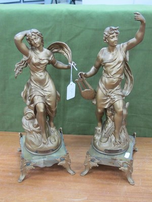 Lot 1449 - Pair of Spelter Figures, Phobe & Apollo, 46cm...