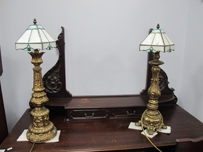 Lot 1588 - Pair of Gilt Metal Table Lamps, each with...