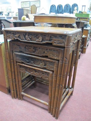 Lot 1607 - Oriental, Nest of four hardwood coffee tables,...