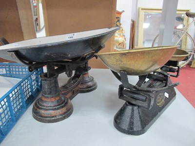 Lot 1469 - XIX Century Black Painted Scales and Weights,...